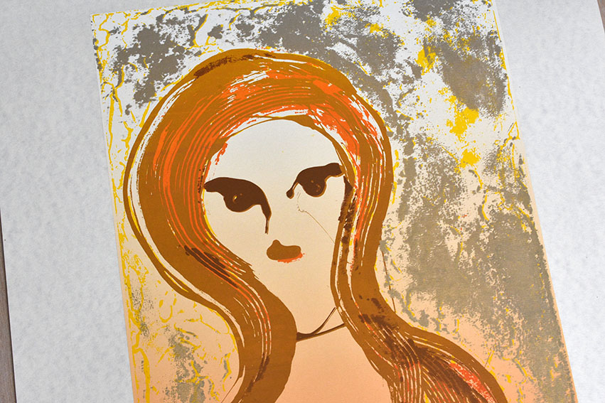 永瀬義郎 版画 69/200 青と金 永瀬義郎 版画 69/200 青と金