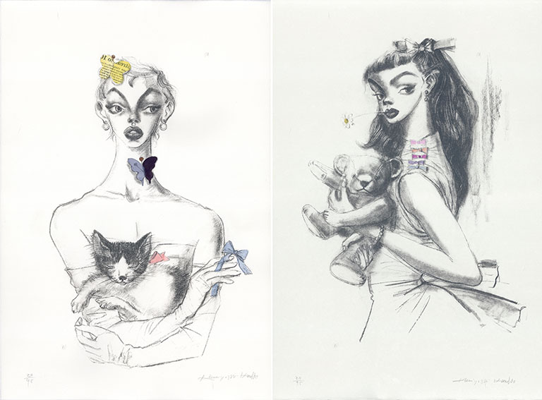 金子國義 真作リトグラフ お嬢さん「エリザベス」 金子國義 真作