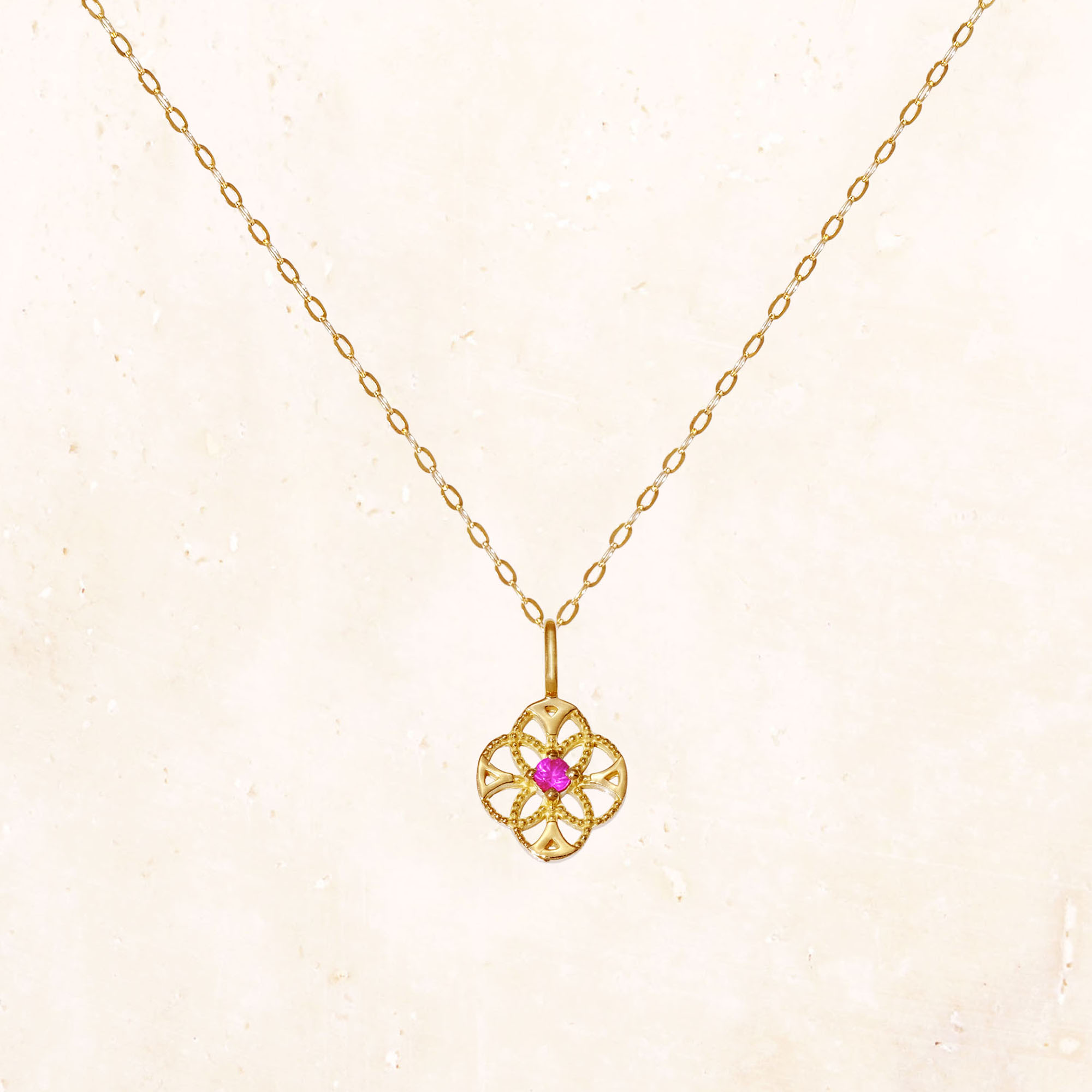 K18 レースフラワーバースストーンチャーム（ルビー） | NATURALI