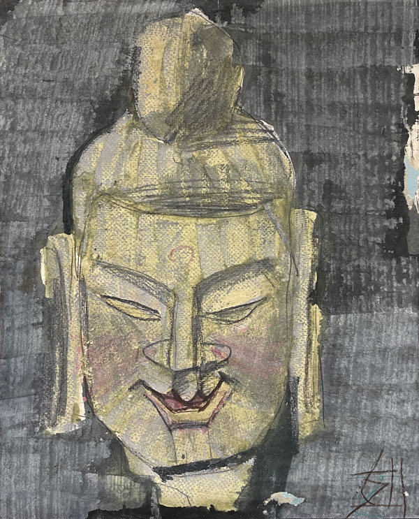 須田剋太 仏頭/掛け軸(Hanging scrolls) 絵画の買取 販売 鑑定/長良川画廊