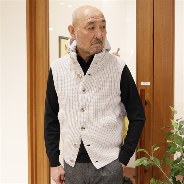 HERNO ヘルノ Resort [秋冬] フーデッド ローゲージ ニット ベスト MC009UR