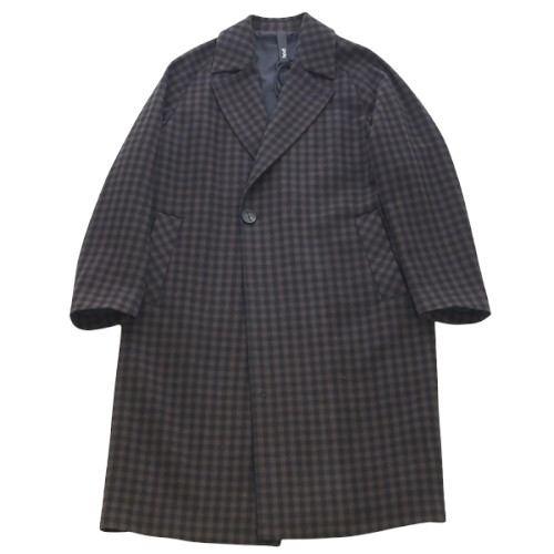 Hevo イーヴォ [秋冬] ウールコート ブロックチェック セミダブル 1B