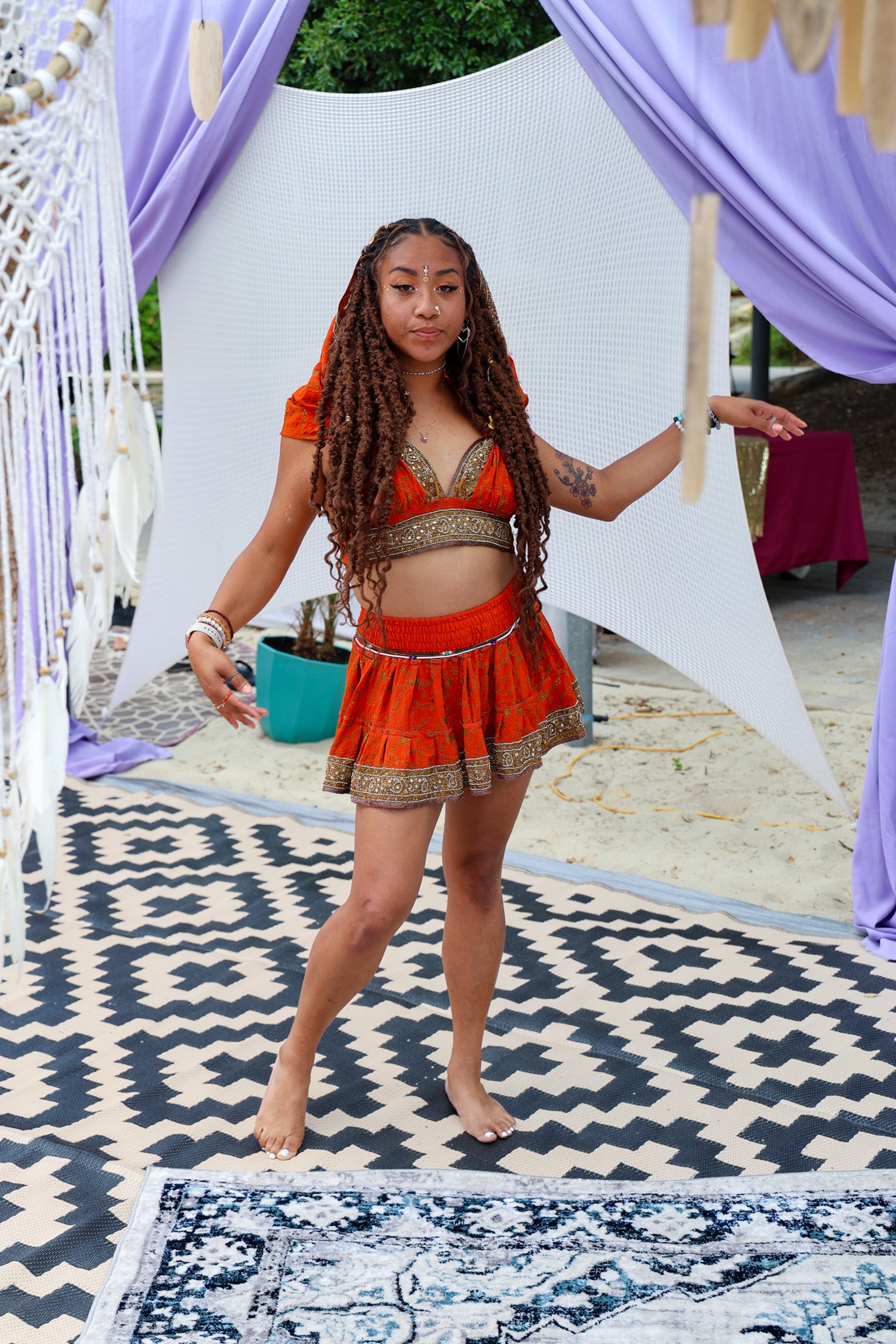 Sunset Fire Micro Mini Skirt Set – Namaslay Collective