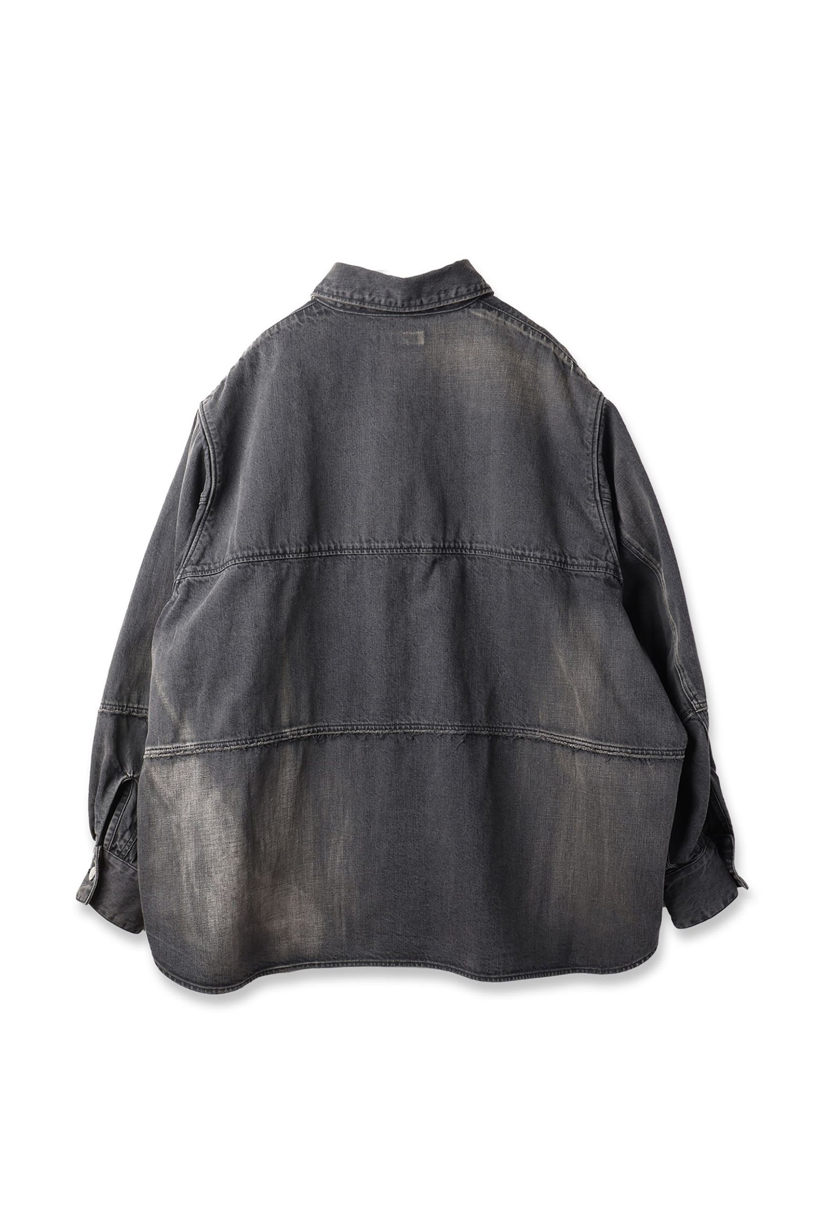 JIEDA - [ラスト1点] OVER SIZE DENIM SHIRT | BLACK | デニム