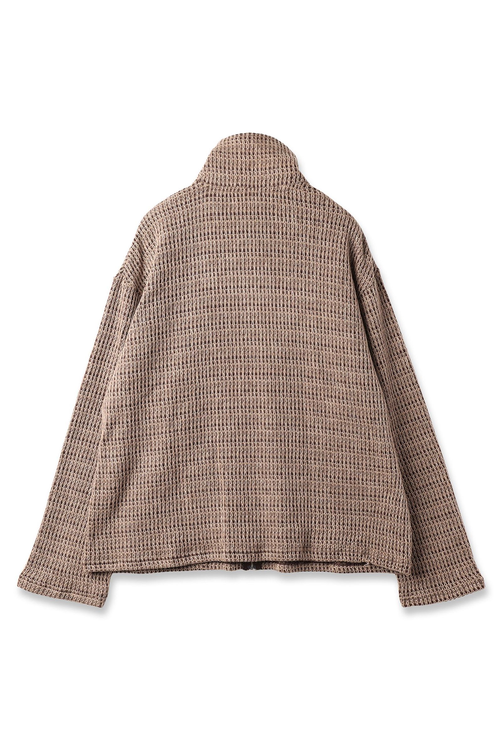 JIEDA - CHAIN STITCH KNIT ZIP CARDIGAN | BEIGE - BROWN | ジップ
