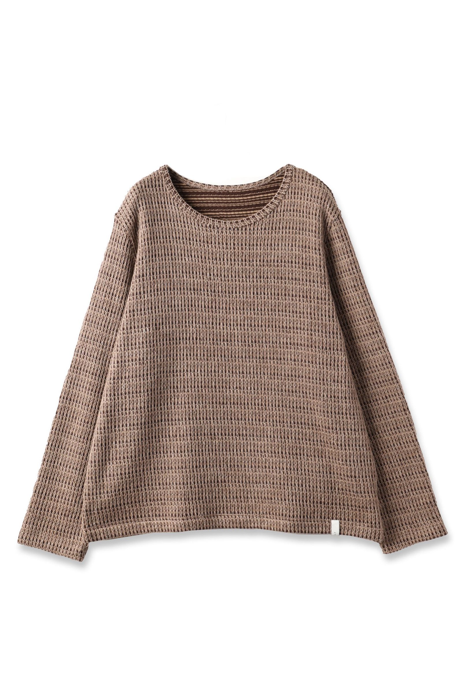 JIEDA - REVERSIBLE CHAIN STITCH KNIT CREW | BEIGE - BROWN | ニット