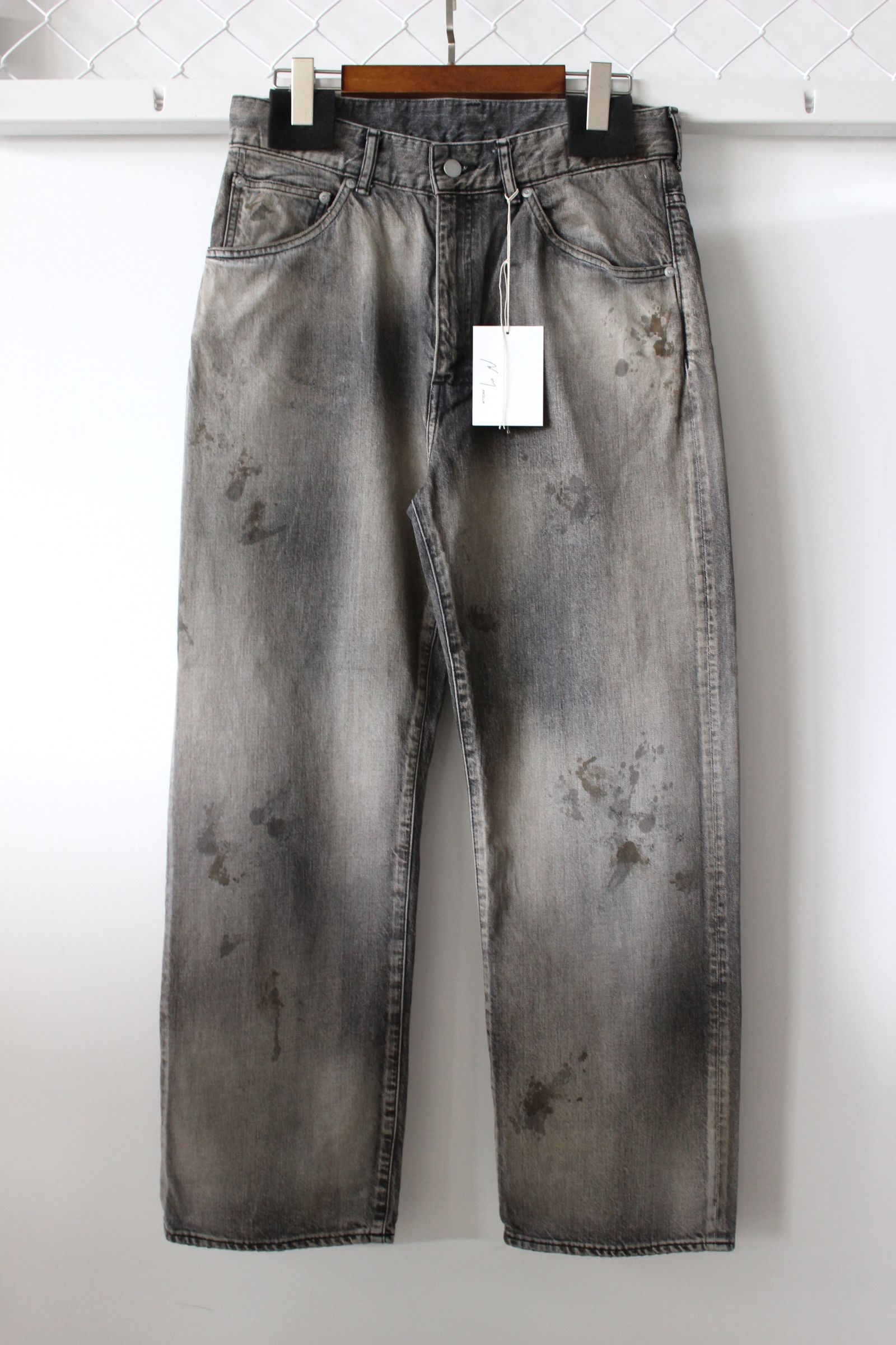 ANCELLM - AGING BLACK DENIM STRAIGHT 5P PANTS/BLACK | NapsNote
