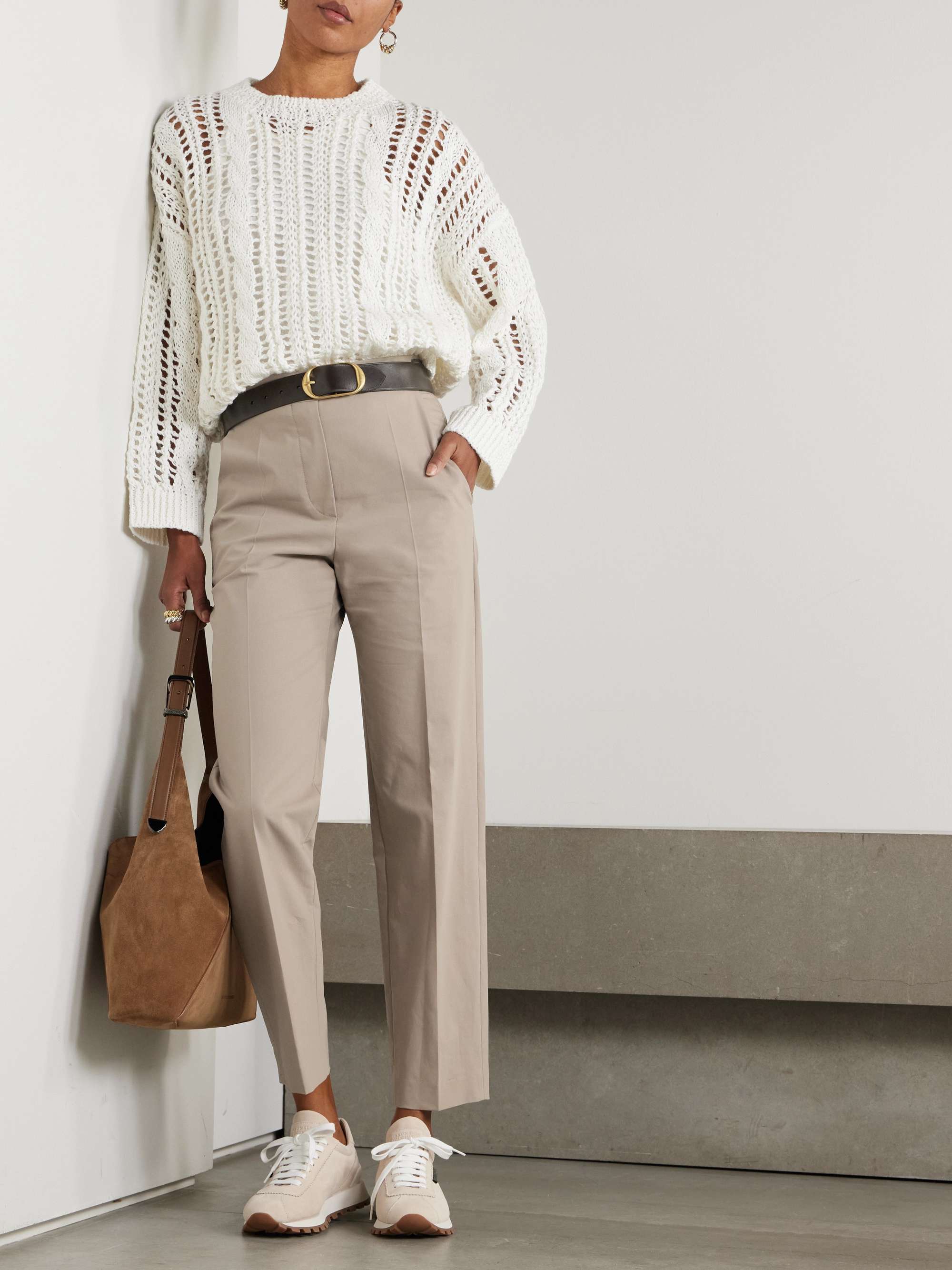 BRUNELLO CUCINELLI Cotton-blend twill tapered pants | NET-A-PORTER