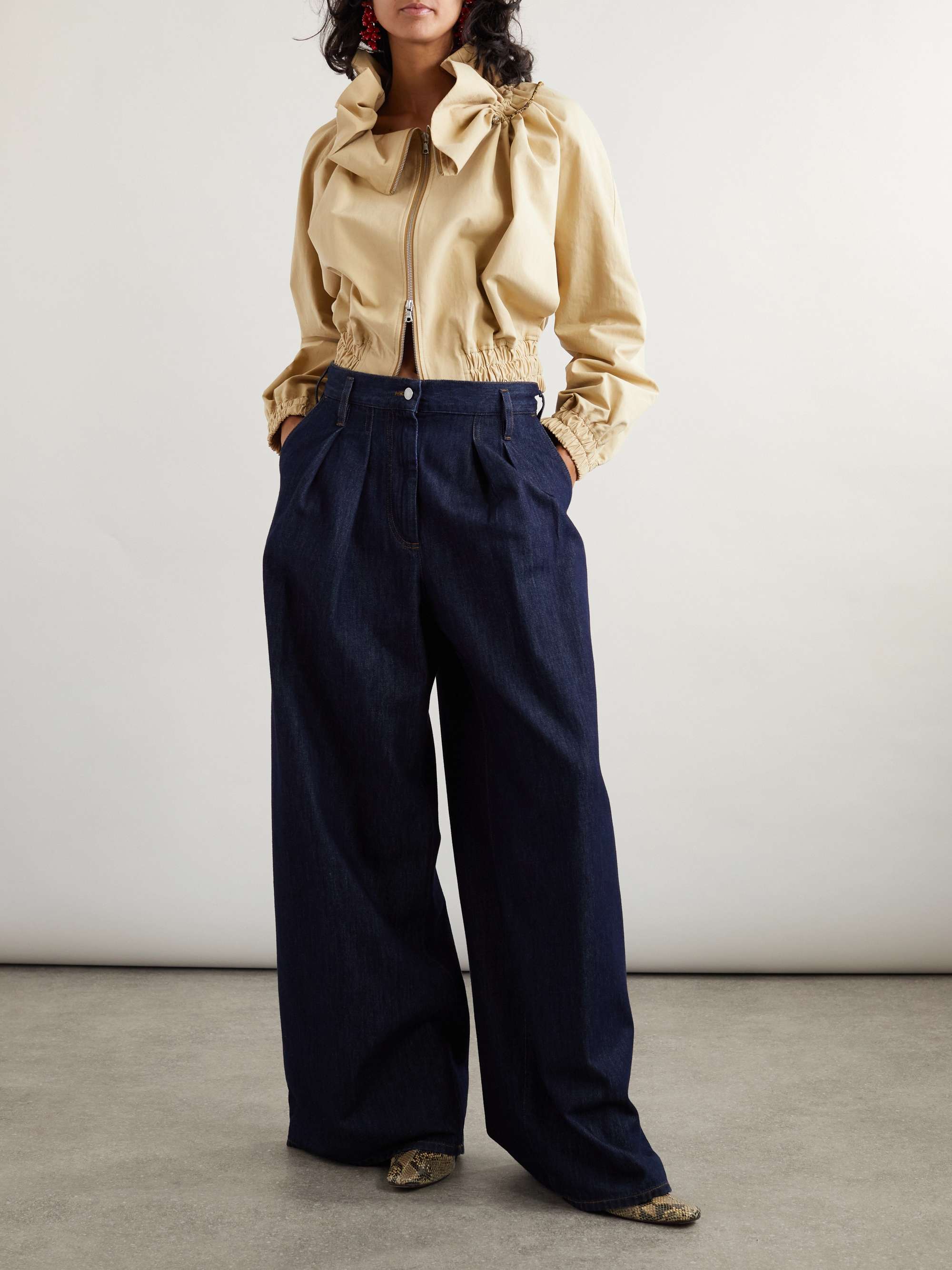 DRIES VAN NOTEN Pleated denim wide-leg pants | NET-A-PORTER