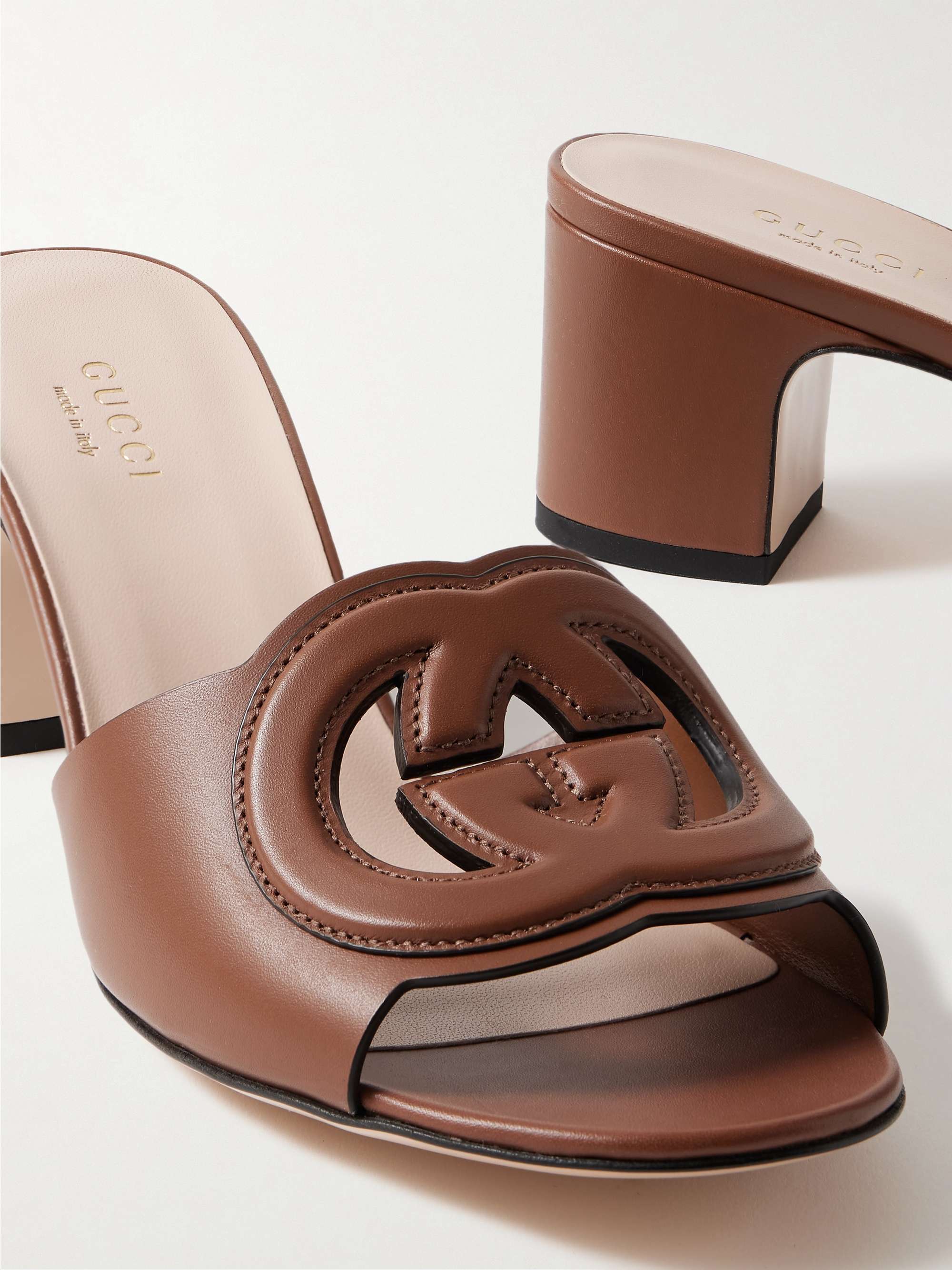 GUCCI Cutout leather mules | NET-A-PORTER