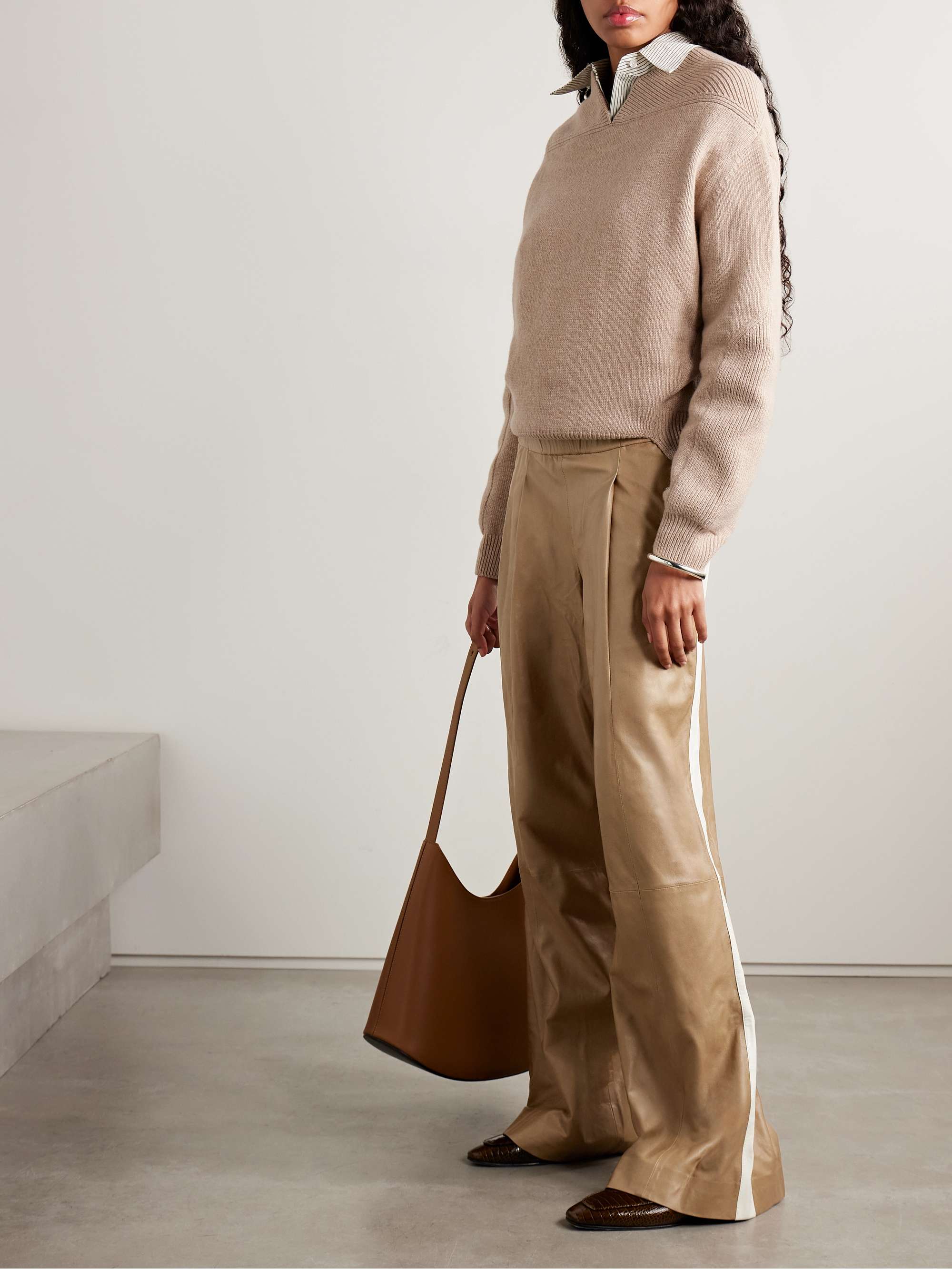 TWP Eva pleated crinkled-leather wide-leg pants | NET-A-PORTER