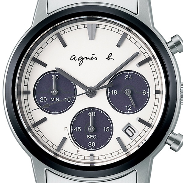 agnes b. SAM FCRD994 ソーラー クロノグラフ メンズ(ホワイト