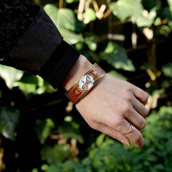 HERMES ヴィンテージ エルメス エマイユGM バングル 中古(ゴールド