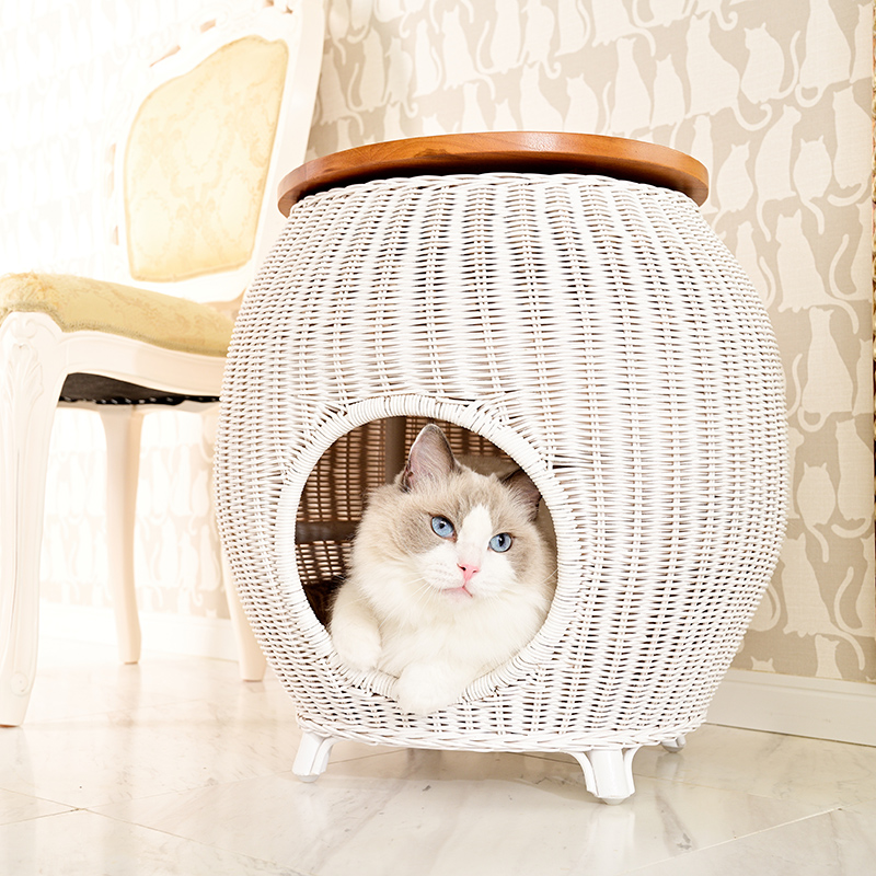 ネコセカイ 公式オンラインショップ / ラタンサイドテーブルベッド