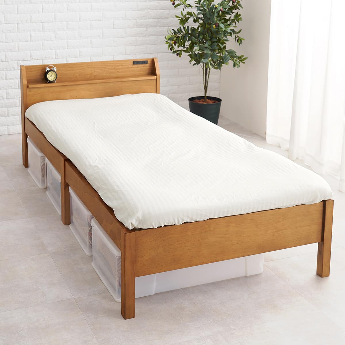 組立簡単 頑丈ロングベッド (シングル LBR) | ニトリネット【公式