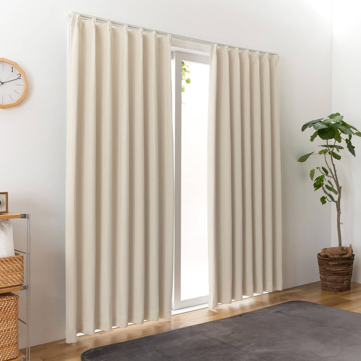 遮光1級・遮熱カーテン（無地・アイボリー）130×145×2 | ニトリネット