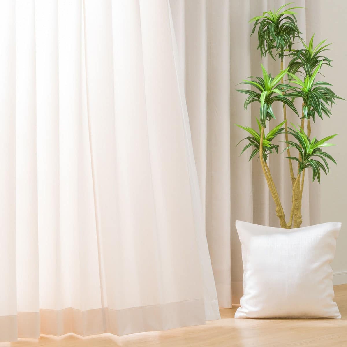 防炎裏地付きオーダーカーテン OD006 アイボリー 1.5倍ヒダ(幅-100/丈