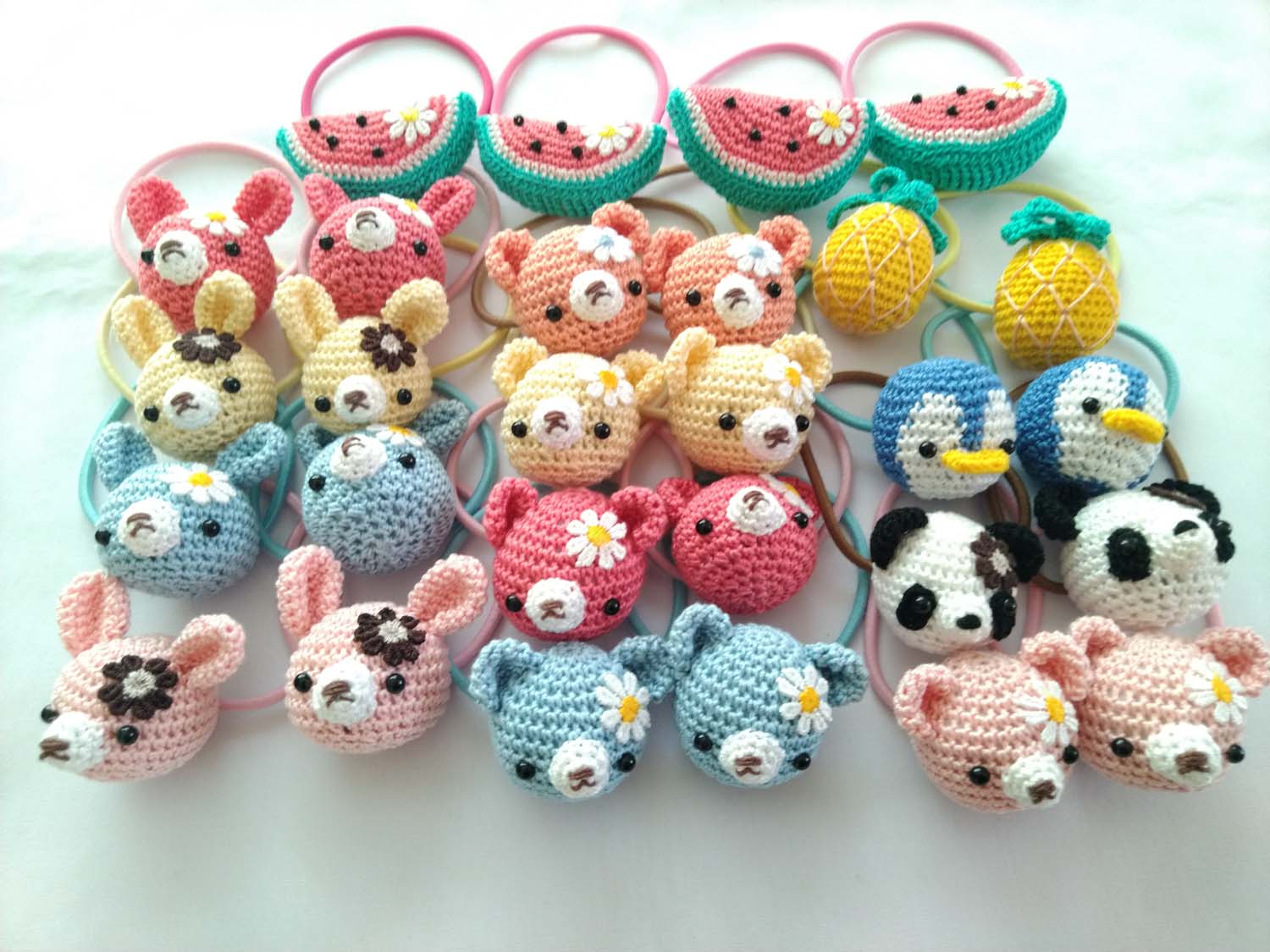 あみぐるみヘアゴム、値引きでminneに出品します | 虹色工房～かぎ編み