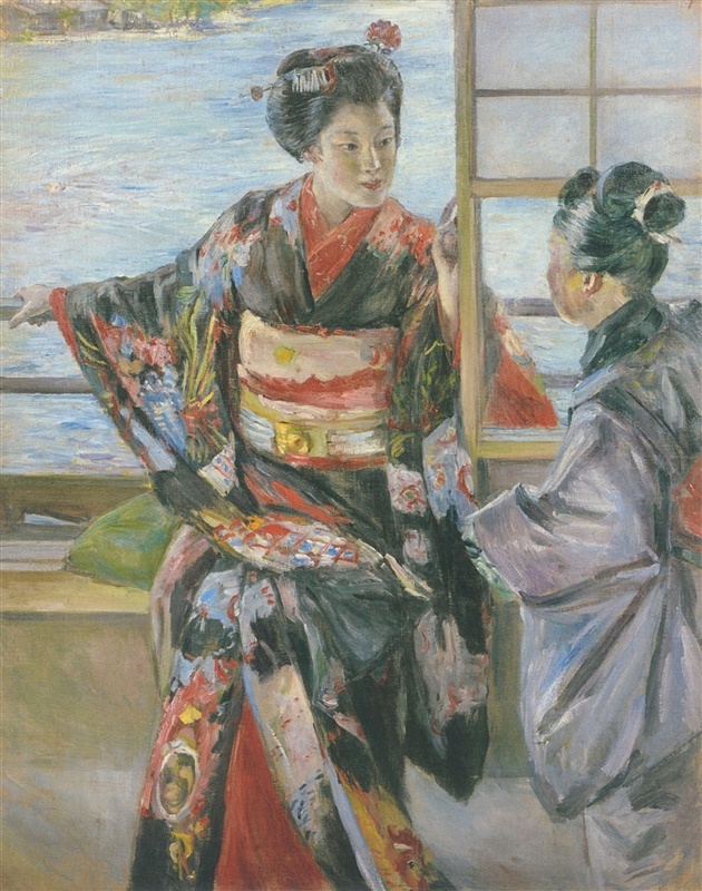 小栗美二 油彩画 / 満州映画協会 ＼黒田清輝 岡田三郎助 溝口健二