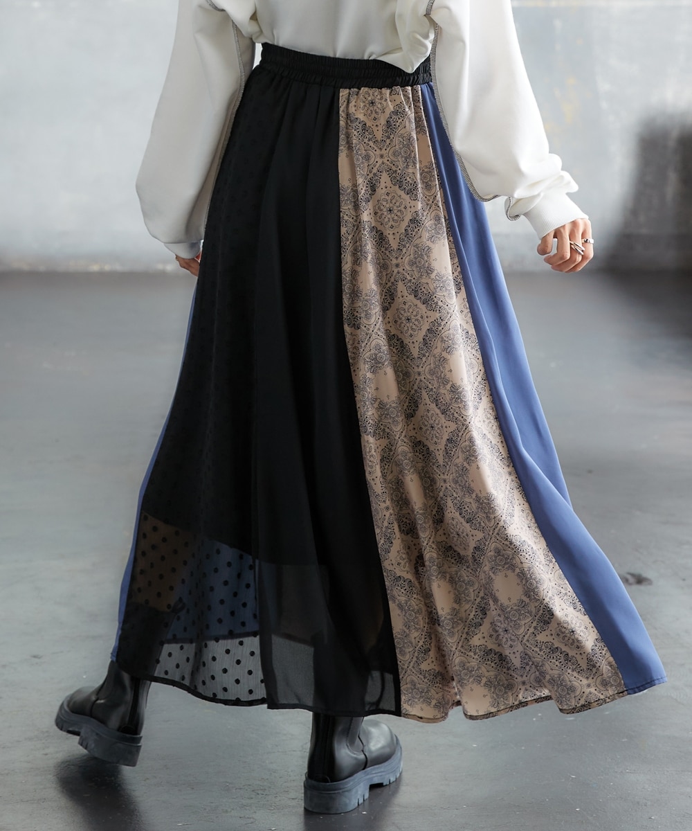 洗える】ツギハギマキシスカート【Soiunique】 大人カジュアル こなれ