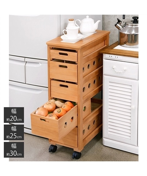 幅が選べるタイル付き隙間収納キッチンワゴン【幅20cm～30cm】 通販