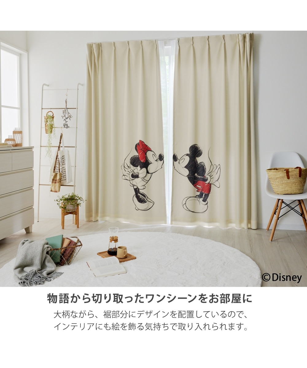 ディズニー カーテン ミッキー 半間 レトロ ディズニー カーテン