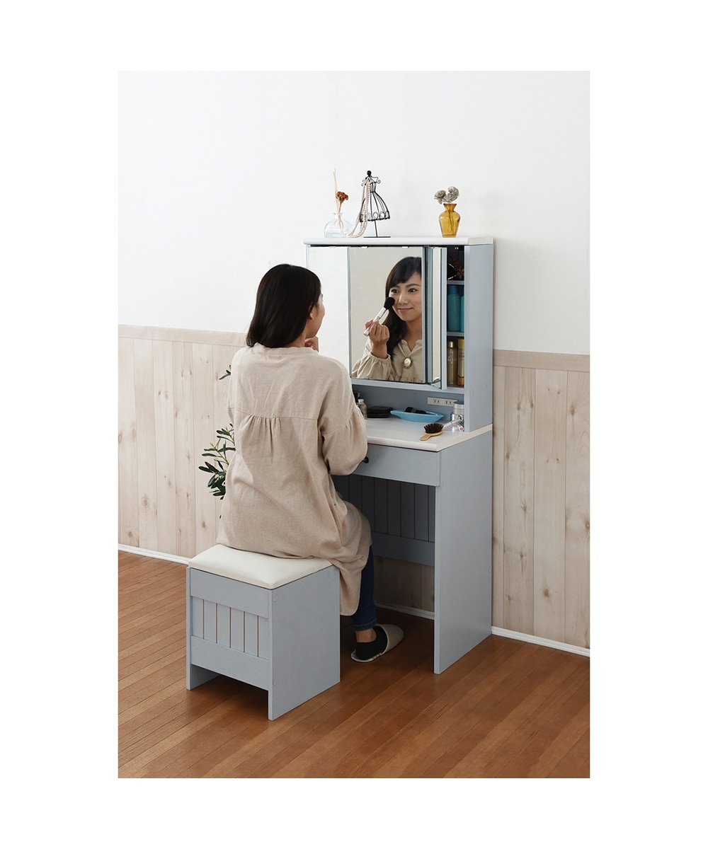 フレンチカントリー調スツール付き三面ドレッサー 通販【ニッセン】