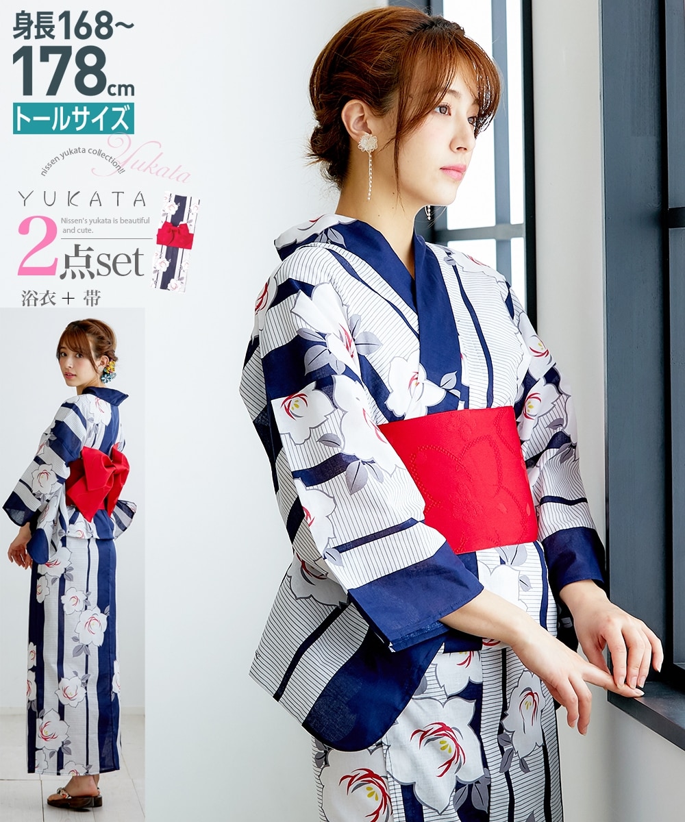 トールサイズ 浴衣2点セット（ゆかた＋作り帯） 通販【ニッセン】