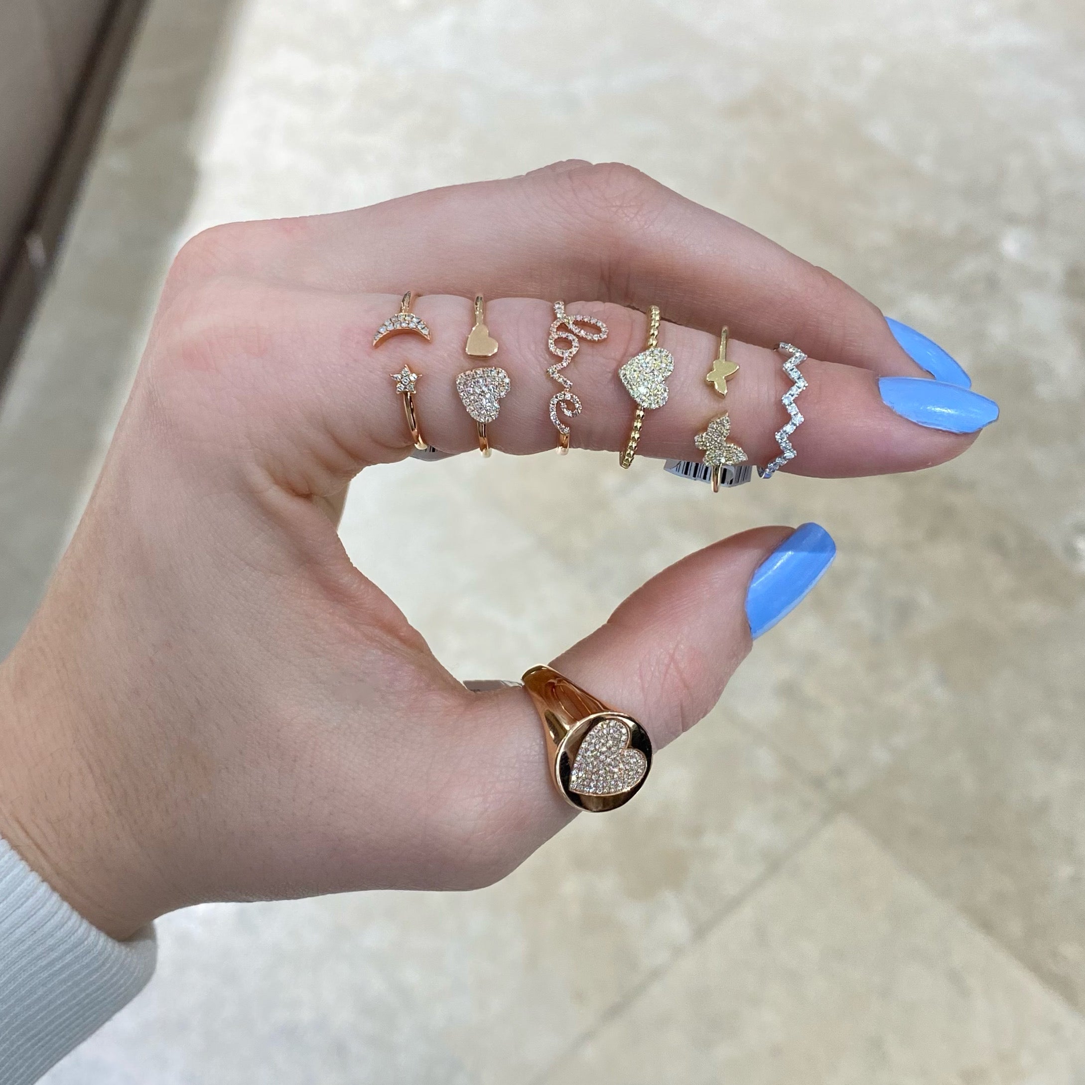 Diamond Zig-Zag Pinky Ring - Nuha Jewelers