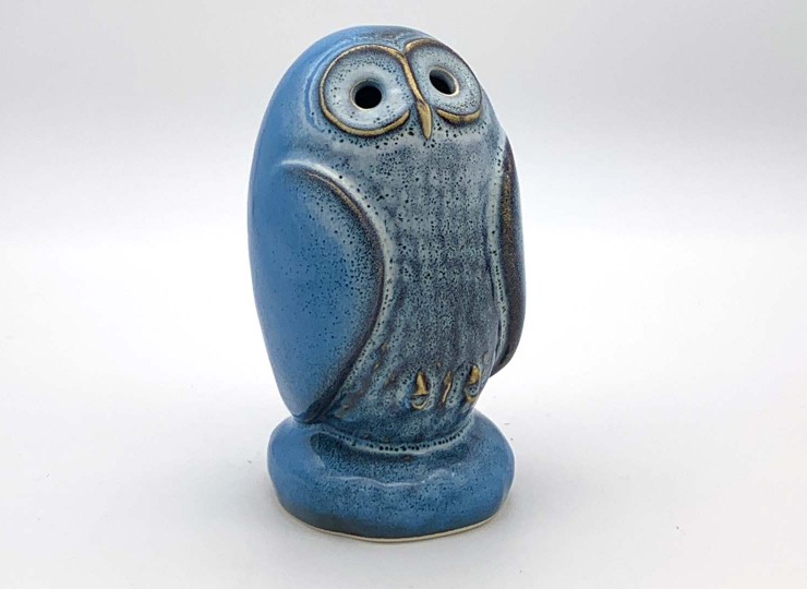 台付フクロウ（フクロウ：福龍｜ブルー） | 布引焼窯元