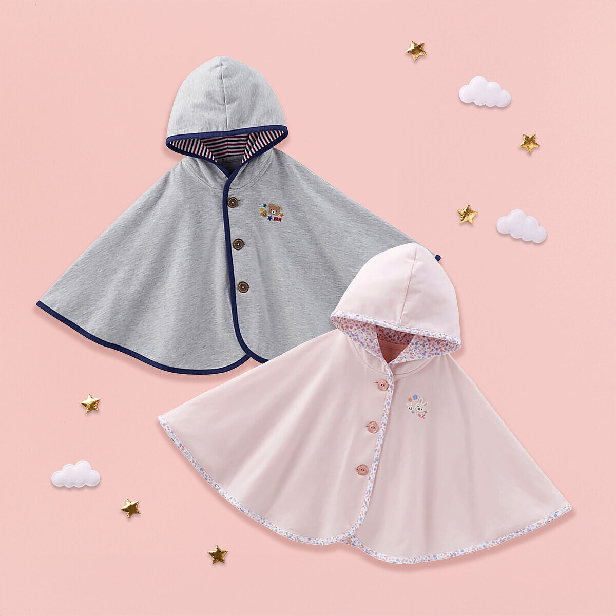 MIKI HOUSE ミキハウス ベビー おでかけポンチョ ピンク 出産祝いの