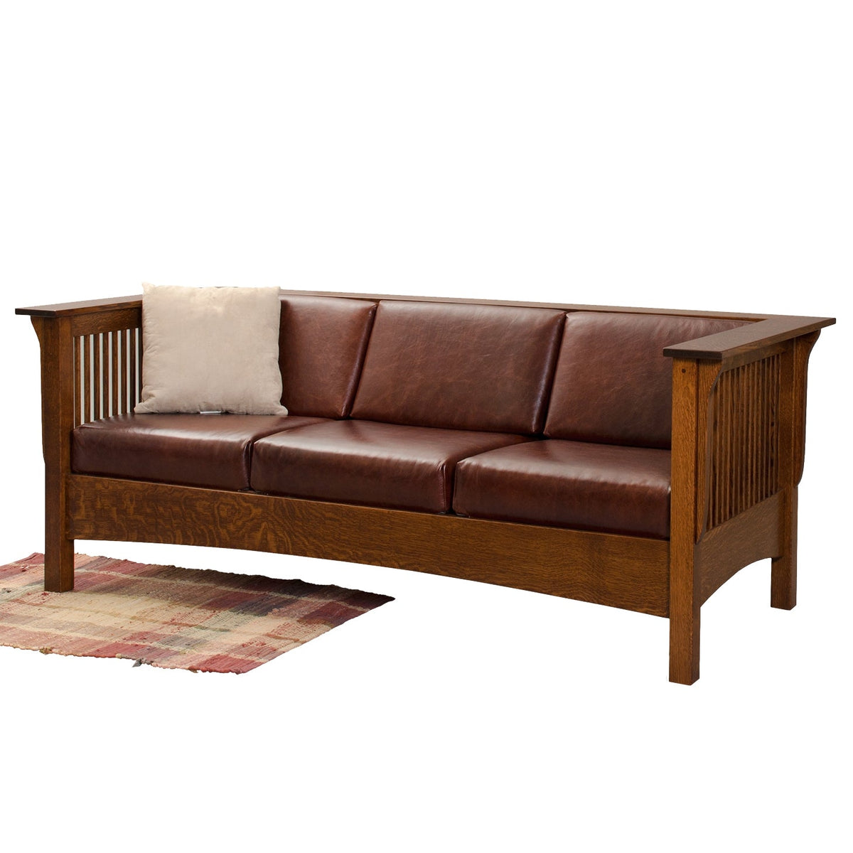 Amish Craftsman Wood Panel Club Sofa