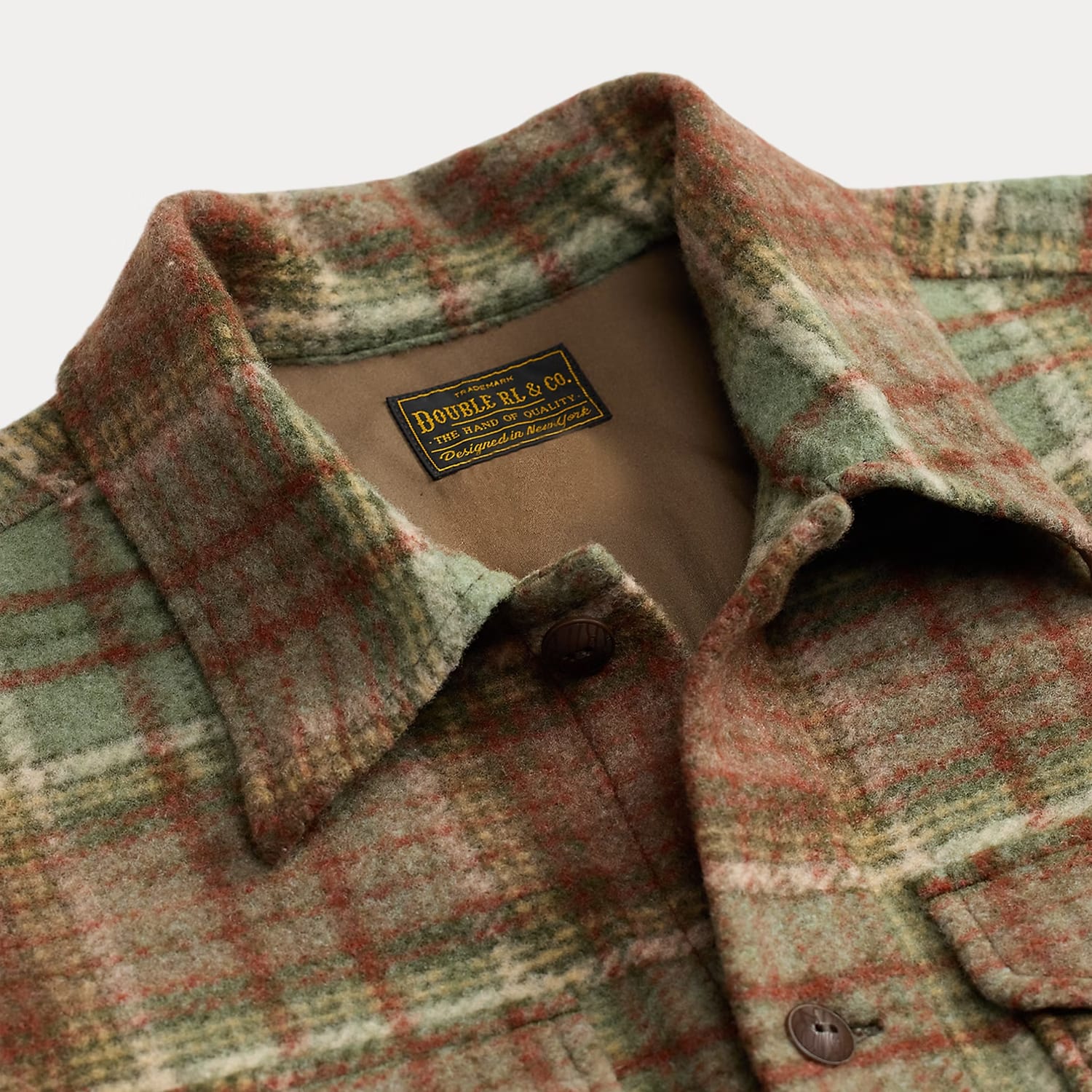 RRL Plaid Wool-Blend Workshirt Green/ Multi FINAL SALE