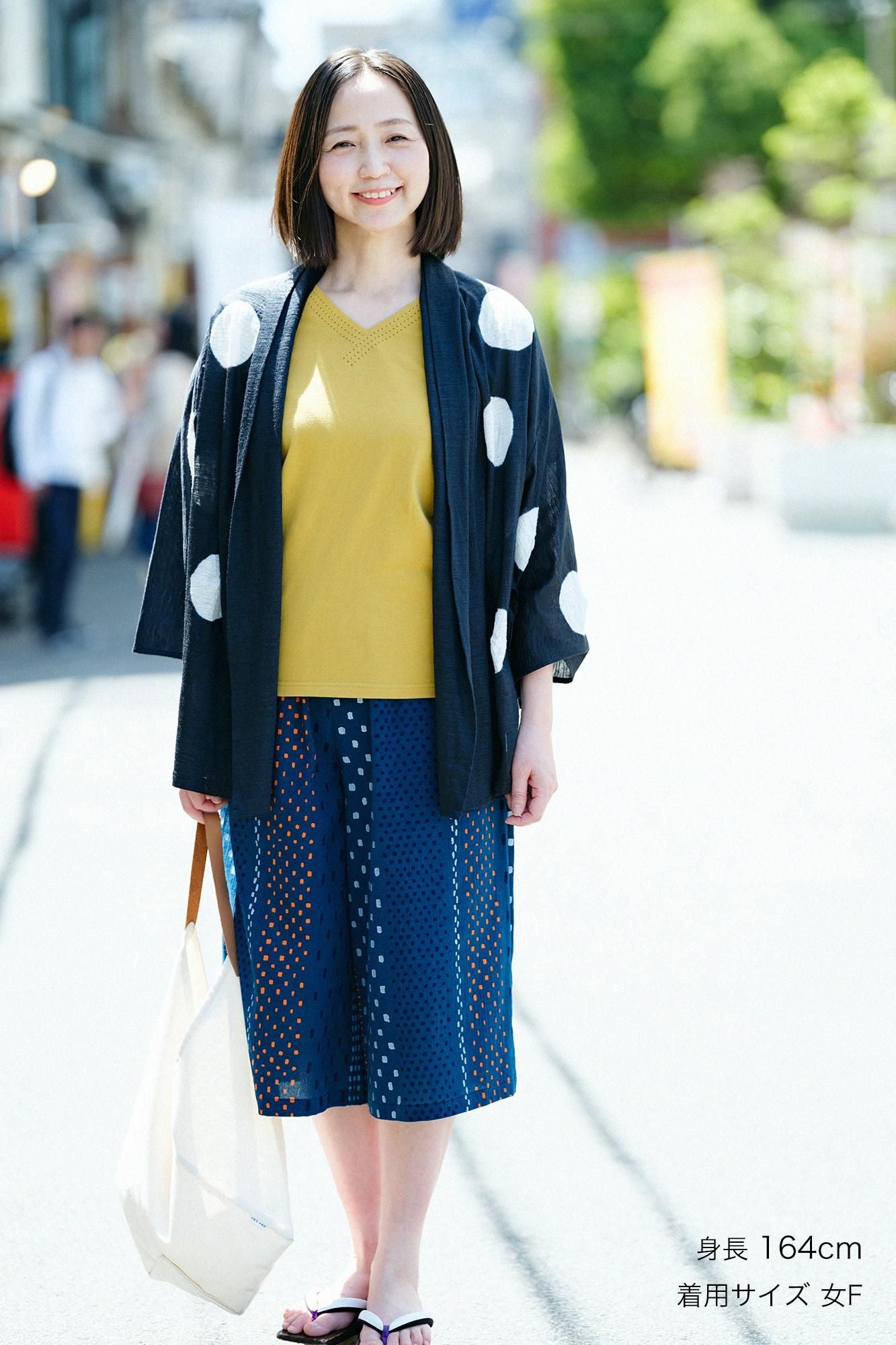 高島縮 20/20 広形（ひろなり）もんぺ はぎ丈／霰縞（あられじま）