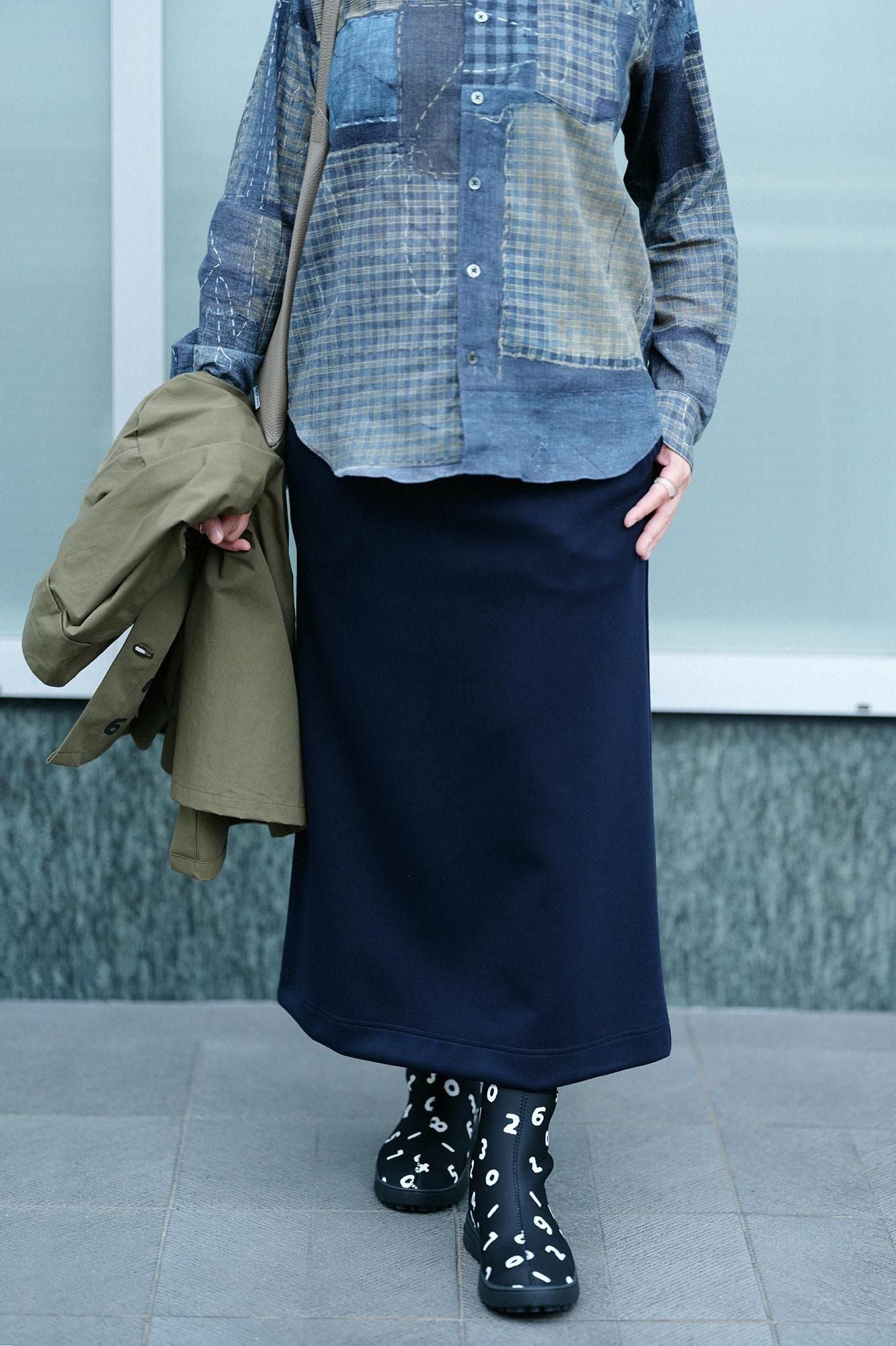 ダンボールニット タイトスカート／ダークネイビー