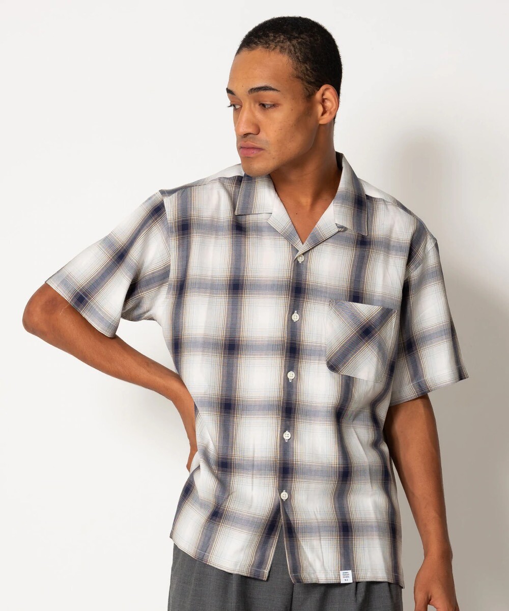 S/S OPEN COLLAR CHECK SHIRT 'KRASINSKI' チェックシャツ-ベドウィン