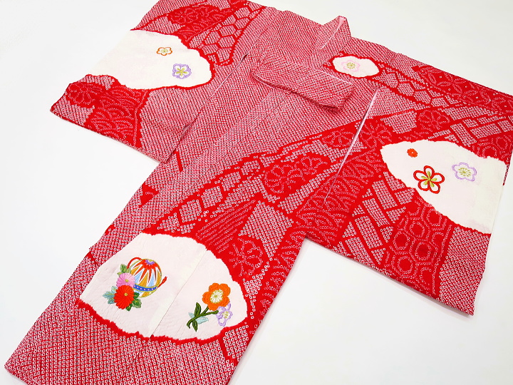 初着・祝着・のしめ・お宮参りの着物！女の子のお祝い着！本絞り束ね