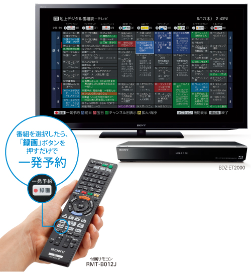 BDZ-EW1000 特長 : 充実の「録る」機能 | ブルーレイディスク