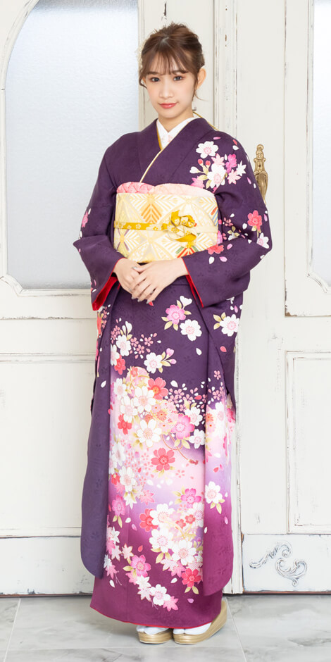 白地ピンク牡丹と桜[FS0954] | 成人式振袖レンタル京都さがの館