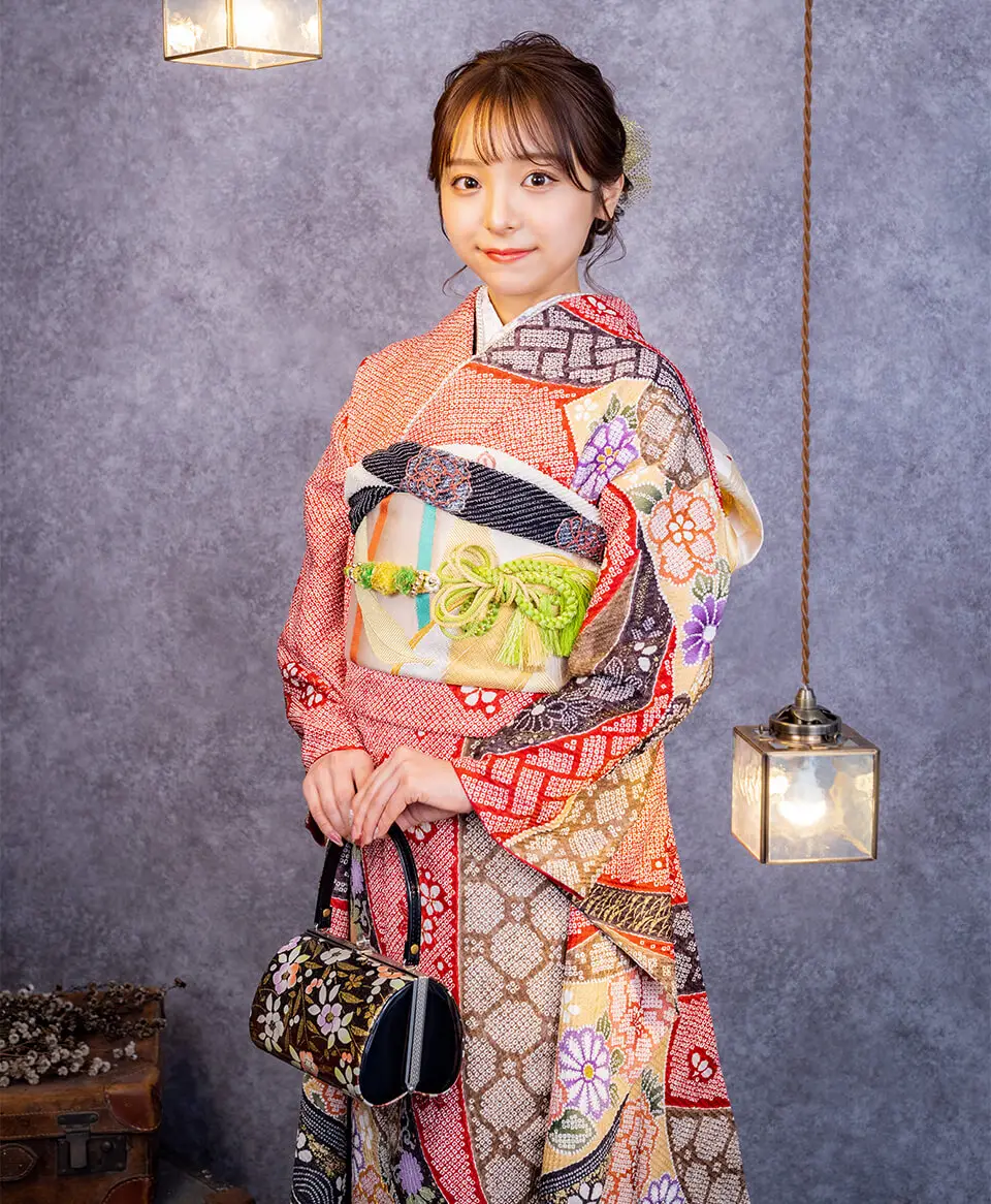 赤地絞-躍D[ES0251] | 成人式振袖レンタル京都さがの館