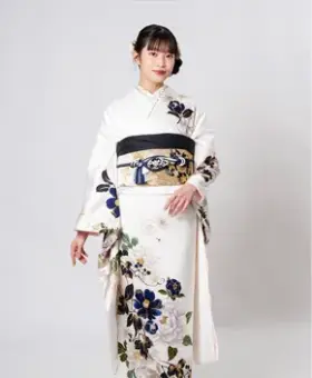 白地牡丹紺青椿[FS5029] | 成人式振袖レンタル京都さがの館