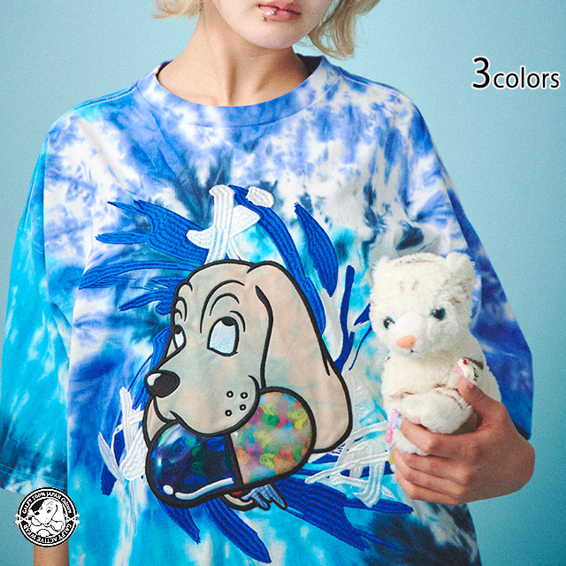 犬中毒Tee GALFY 152017 ガルフィー タイダイ染 オーバーサイズ ユニ