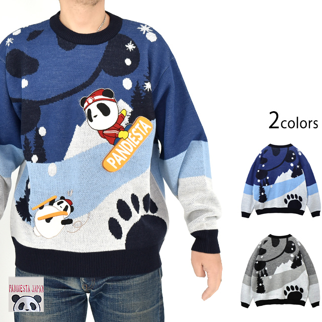 雪遊びパンダジャガードクルーニット PANDIESTA JAPAN 595222 パンディ