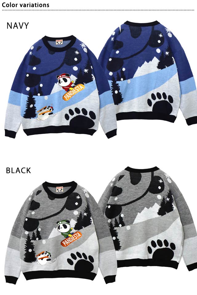 雪遊びパンダジャガードクルーニット PANDIESTA JAPAN 595222 パンディ