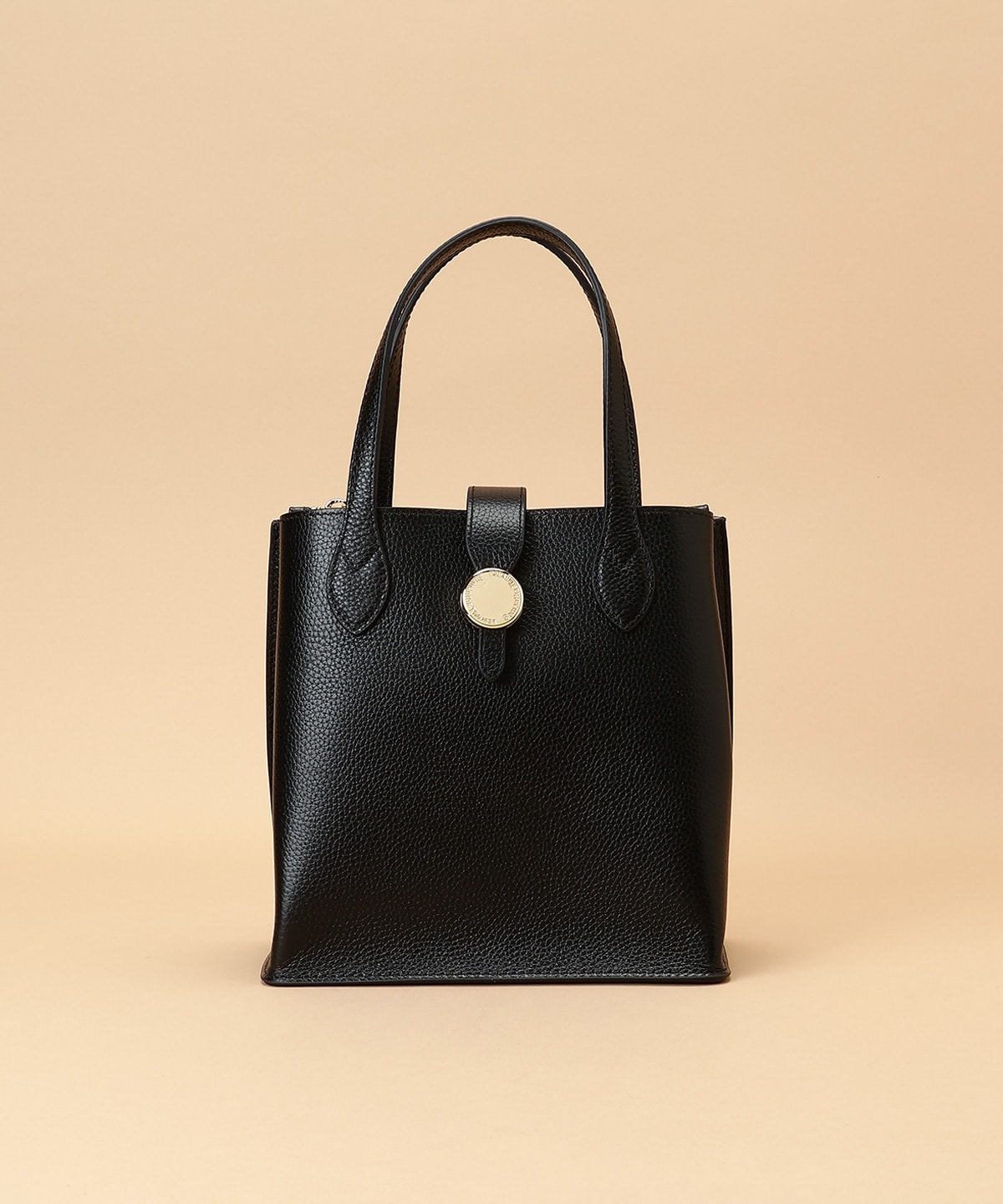 サークルモチーフスクエアレザートートバッグ 小サイズ(FREE ブラック