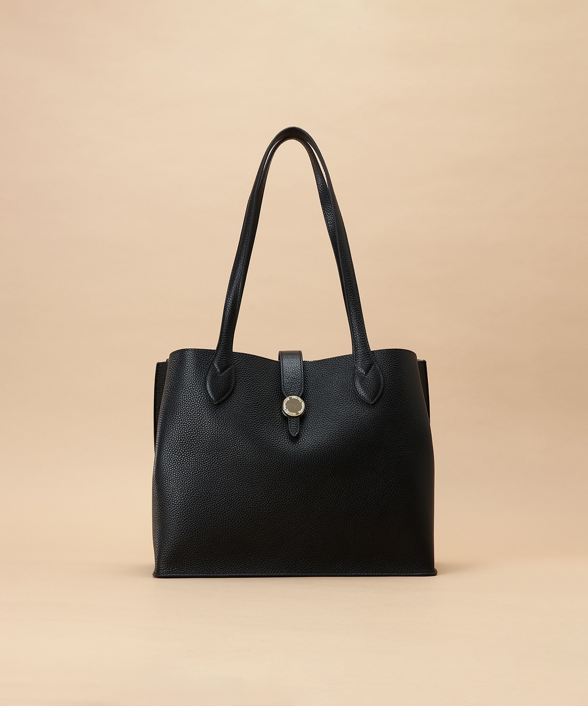 サークルモチーフスクエアレザートートバッグ 大サイズ(FREE ブラック