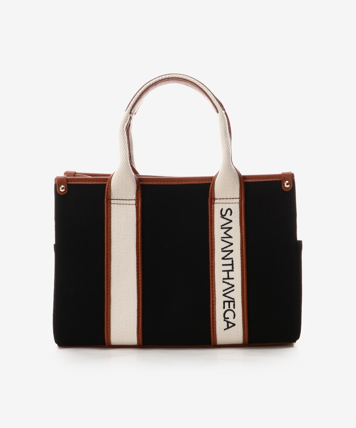 ロゴテープキャンバスハンドバッグ（小）(FREE ブラック