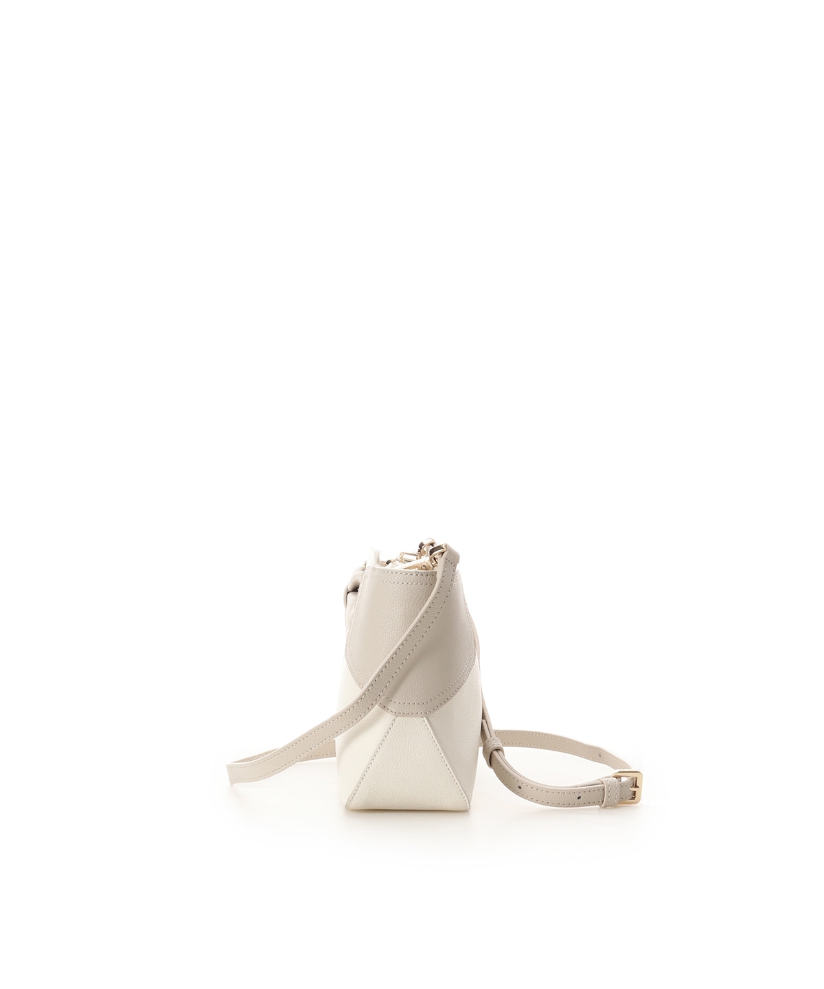 バイカラーリボンモチーフ スプリットレザーショルダーバッグ(FREE