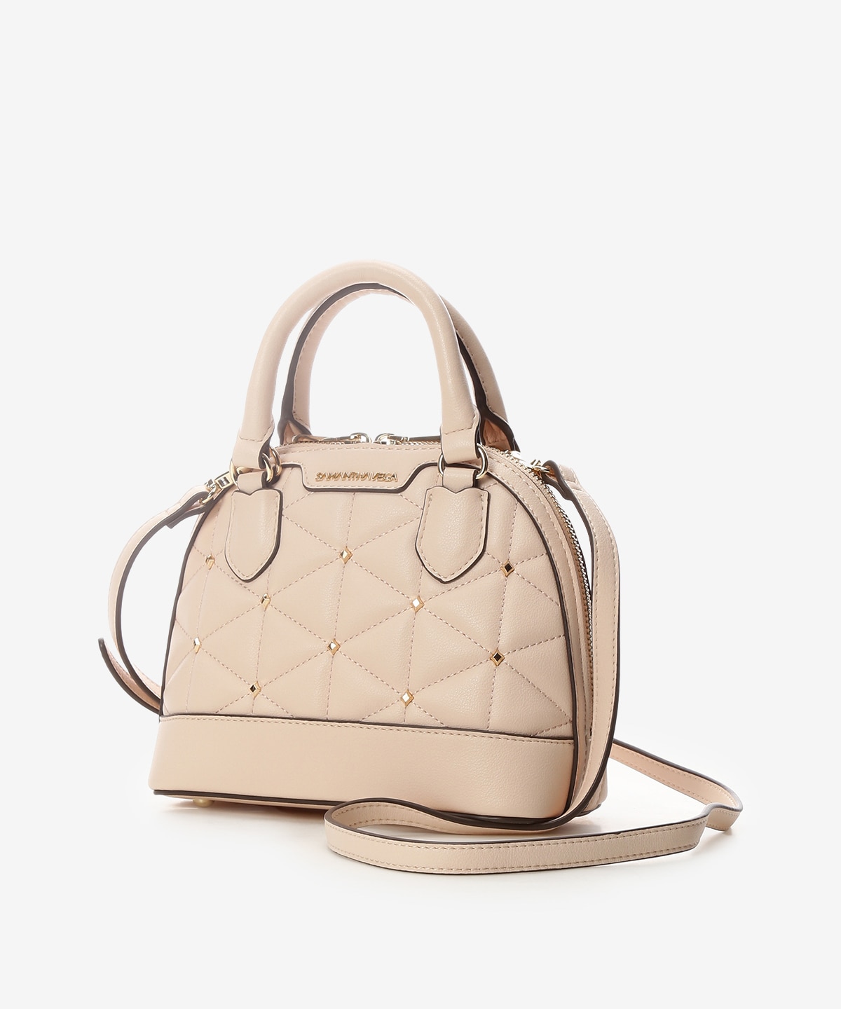 キルティングスタッズハンドバッグ（ミニ）(FREE ピンク