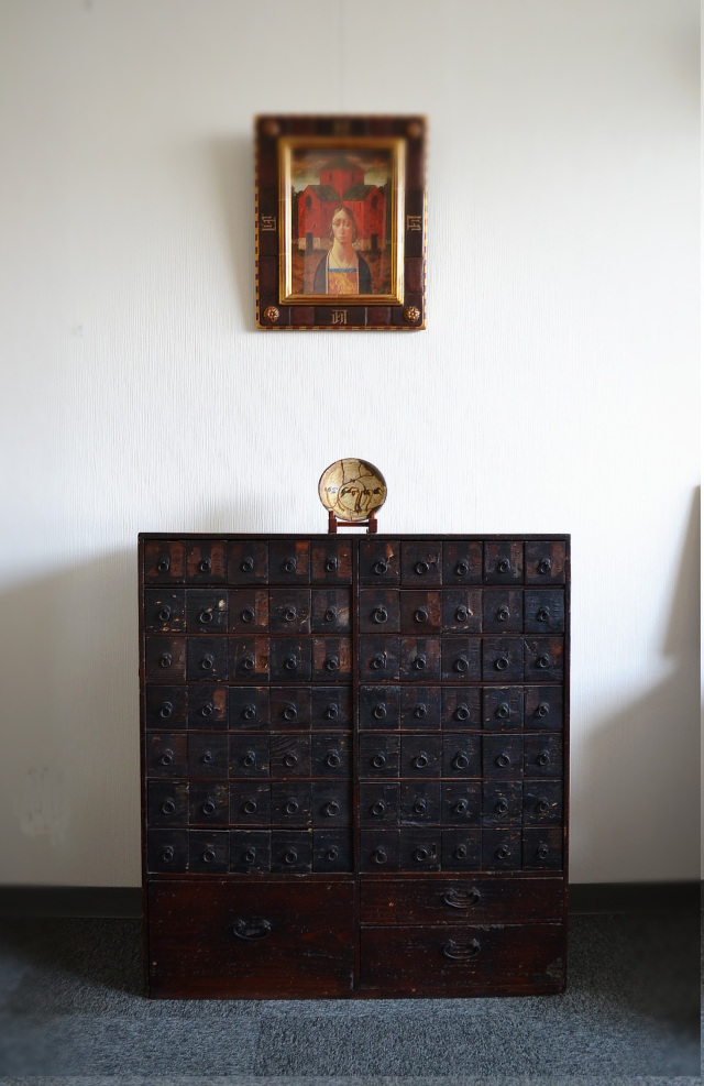 江戸期 欅(ケヤキ) 小引出し時代箪笥 7杯 アンティーク 骨董品 江戸